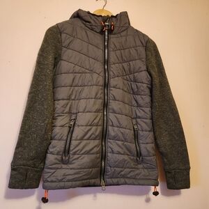 Superdry JPN Mens Green/Gray Storm Hybrid Hooded Jacket Size S EUC